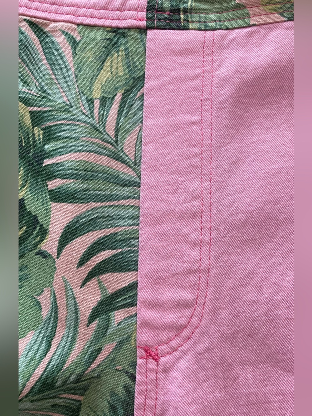 Homemade tropical, print and pink women’s overalls. 100% cotton made by me. - Picture 5 of 13